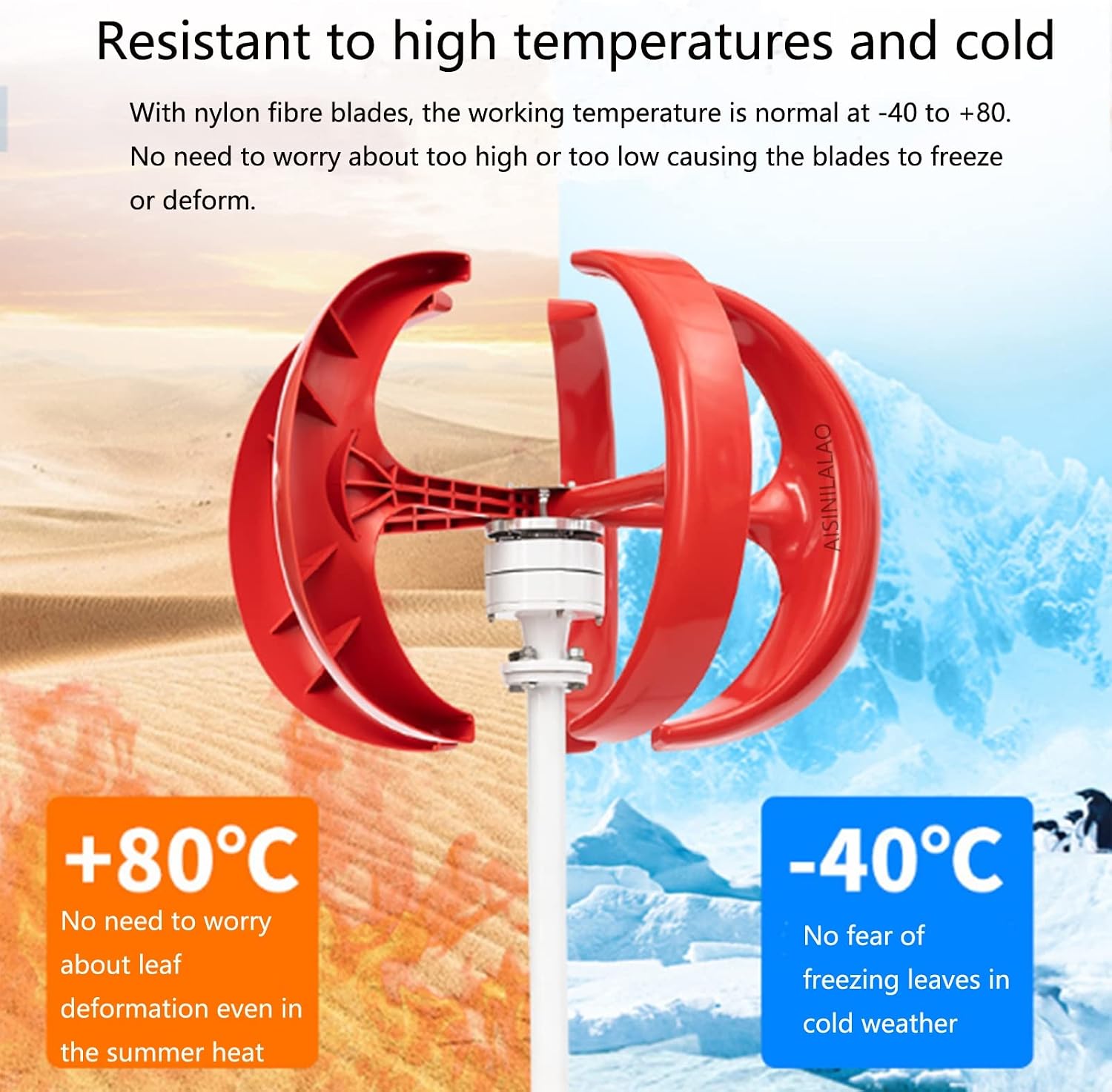 3000W No Noise Wind Power Turbines Generator Kit, 12V 24V 48V 5 Blades Windmill Lantern Vertical Axis Wind Turbine Generator for Home Hybrids Streetlight