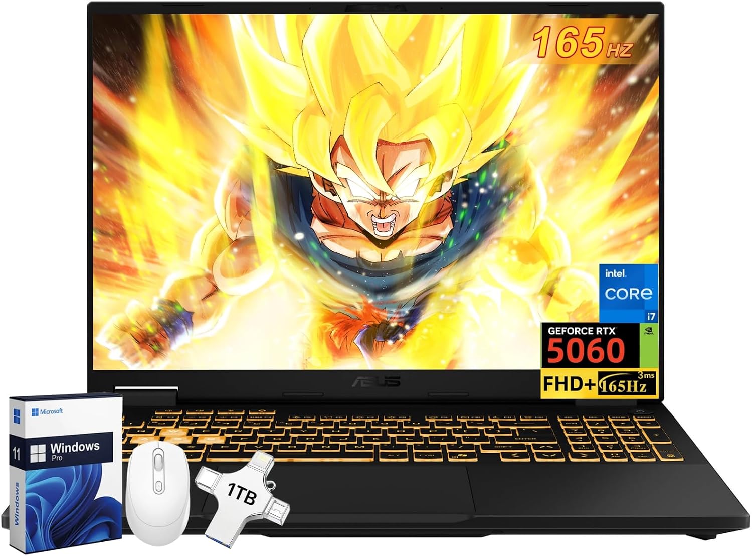ASUS TUF Gaming F16 Laptop, NVIDIA RTX 5060 (Beat RTX 4070), Intel 14th Core i7-14650HX, 16' FHD+ 165Hz Anti-Glare LCD, WiFi 6E, RGB Backlit Keyboard, 64 GB DDR5, 4 TB SSD, Windows 11 Pro, Accessories