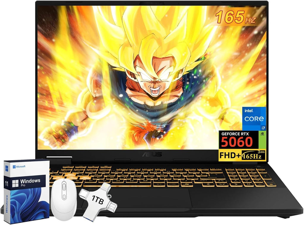 ASUS TUF Gaming F16 Laptop, NVIDIA RTX 5060 (Beat RTX 4070), Intel 14th Core i7-14650HX, 16' FHD+ 165Hz Anti-Glare LCD, WiFi 6E, RGB Backlit Keyboard, 64 GB DDR5, 1 TB SSD, Windows 11 Pro, Accessories