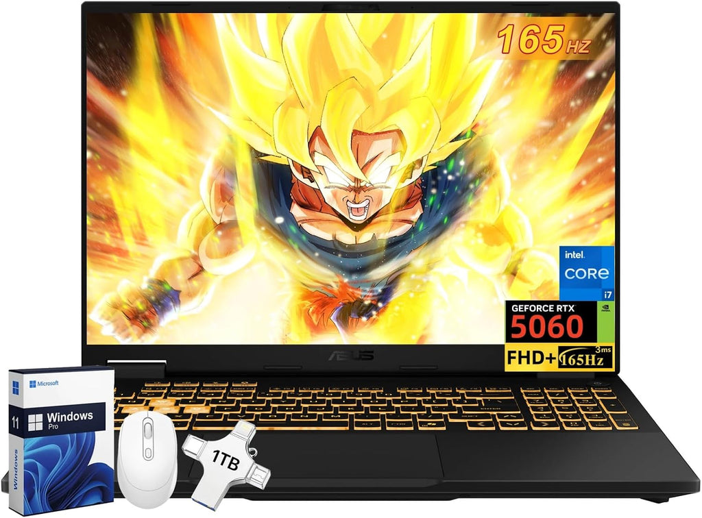 ASUS TUF Gaming F16 Laptop, NVIDIA RTX 5060 (Beat RTX 4070), Intel 14th Core i7-14650HX, 16' FHD+ 165Hz Anti-Glare LCD, WiFi 6E, RGB Backlit Keyboard, 32 GB DDR5, 1 TB SSD, Windows 11 Pro, Accessories