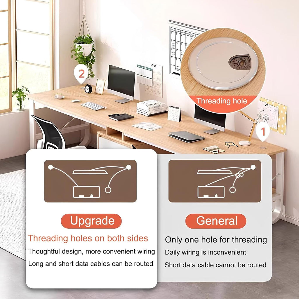 Two Person Desk with 3 Drawers, Large Double Study Writing Table, Wooden 2 Person Gaming Desk Computer Table Dual Workstation, for Home Office(Walnut,200cm/78.74in)