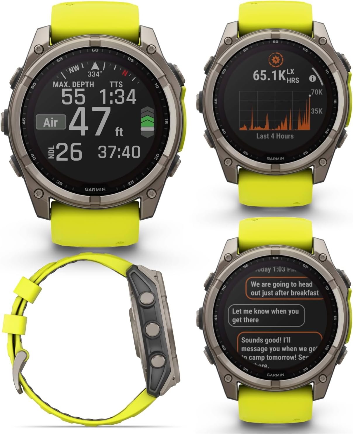 Garmin Fenix 8 – 51 mm, Solar, Sapphire Amp Yellow/Graphite Silicone GPS Smartwatch Black Earbuds Bundle