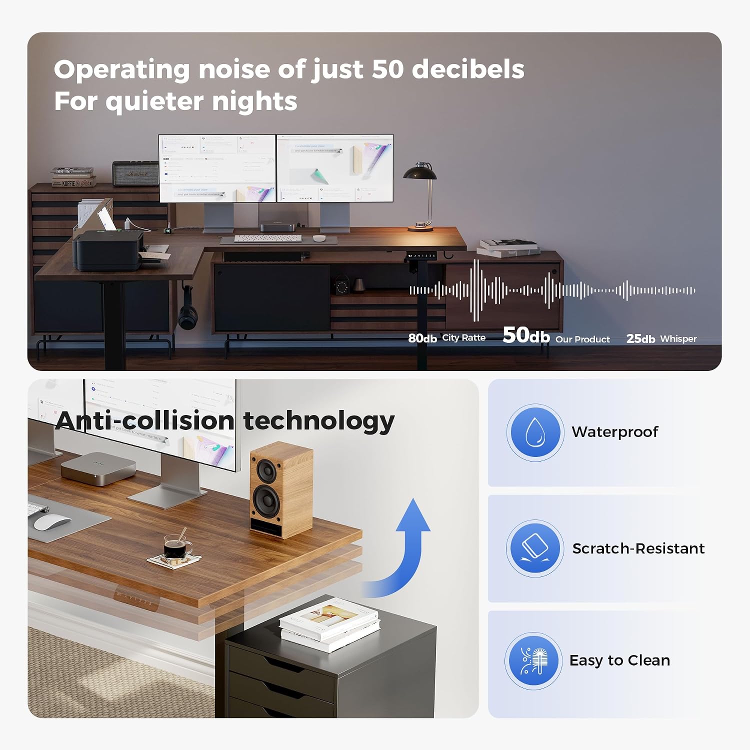 Agilestic Electric L Shaped Standing Desk 63 x 48 Inch with Power Outlet, Height Adjustable Corner Stand up Desk with Cable Management,Sit Stand Home Office Workstation with Splice Board, Dark Walnut