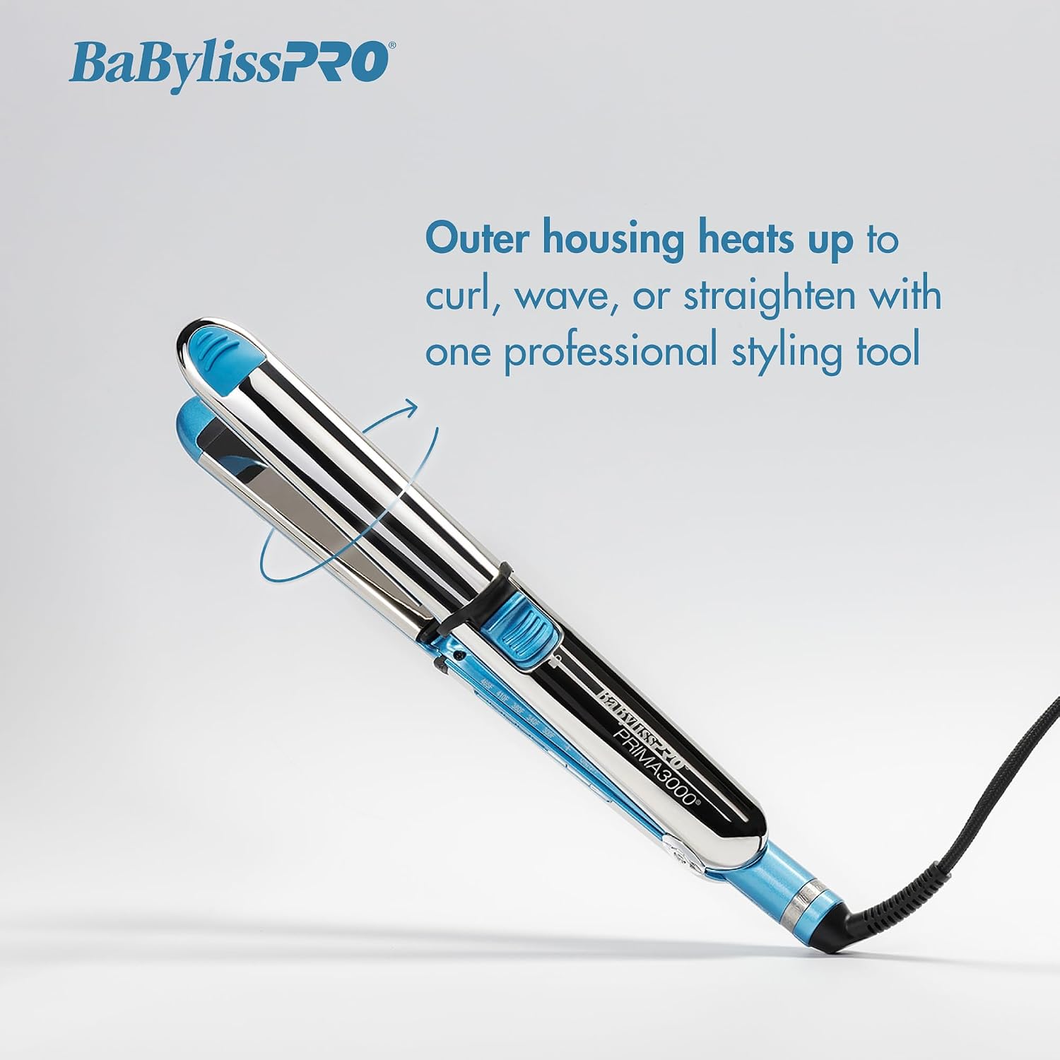 BaBylissPRO Nano Titanium Prima Ionic Hair Straightener – Professional Flat Iron & Curling Iron in One for Stylists, Pro Styling Hair Tool