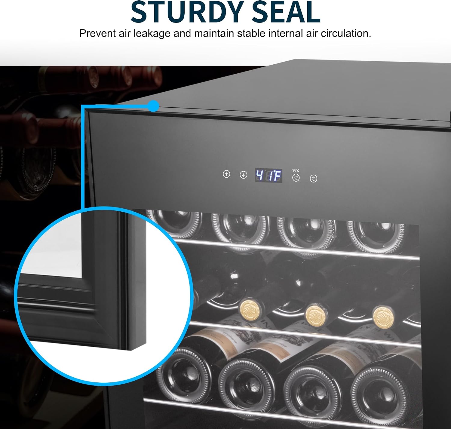 24 Bottles Wine Cooler Refrigerator, Small Wine Fridge Mini Wine Fridge Countertop with Glass Door Wine Cellars for Red Wine, Champagne, Dry White Wine, Sparkling Wines