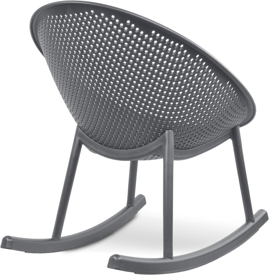 2xhome Patio Rocking Chair | Oval Egg Shaped Lounge Rocker | All Weather Plastic | Modern Accent Side Chair for Indoor or Outdoor Use, Gray, Single, Set of 1