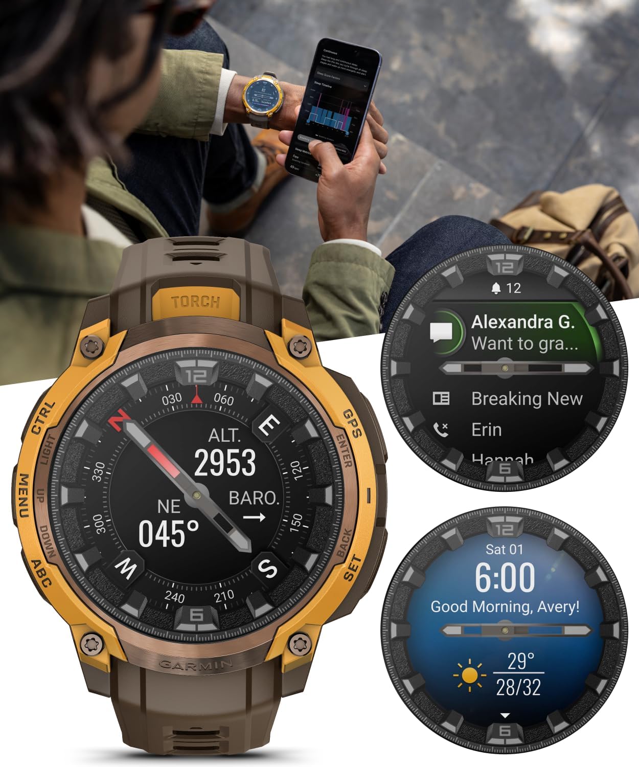 Garmin Instinct Crossover 1.2' AMOLED Sapphire Rugged Hybrid GPS Smartwatch, Analog Hands, Health & Wellness Monitoring, Sleep Tracking, Charcoal White Earbuds Bundle