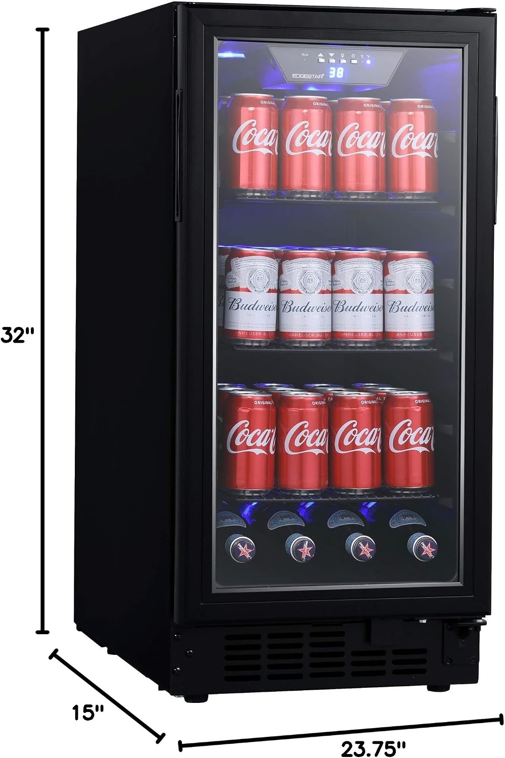 EdgeStar BBR901BL 15 Inch Wide 80 Can Built-In Beverage Center with Slim Design - Black