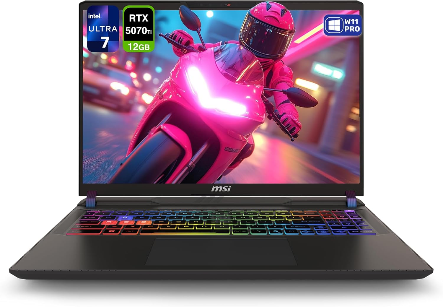 MSI Vector 16 HX AI Gaming Laptop, Intel Ultra 7-255HX, 32 GB DDR5 RAM, 2 TB PCIe SSD, 16' FHD+ (1920x1200) 144Hz Display, Nvidia G-Force RTX 5070Ti, Backlit Keyboard, W11 Pro, Cosmo Gray