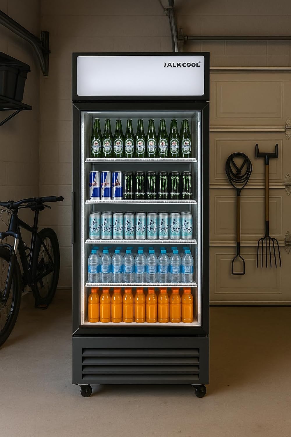Commercial Beverage Refrigerator Display Fridge,16.5Cu Ft Small Single Glass Door Merchandiser Drink Cooler with LED Light Adjustable Shelves,ETL and NSF Approval