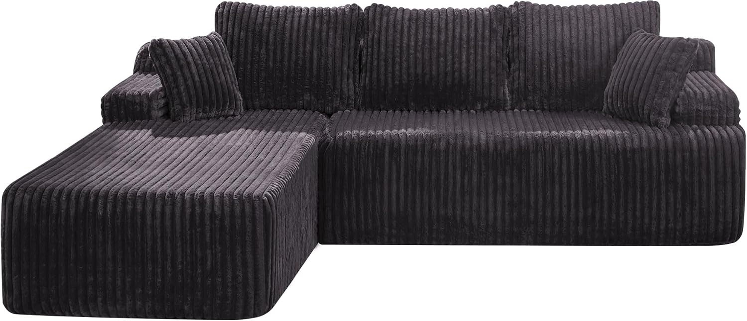 Hobestluk Modular Sectional Sofa Couches L-Shape Couch 3 Seat Modular Sofa Memory Foam Sectional Couches for Living Room, Cloud Couch with Oversized Chaise (108' Left Facing Chaise)
