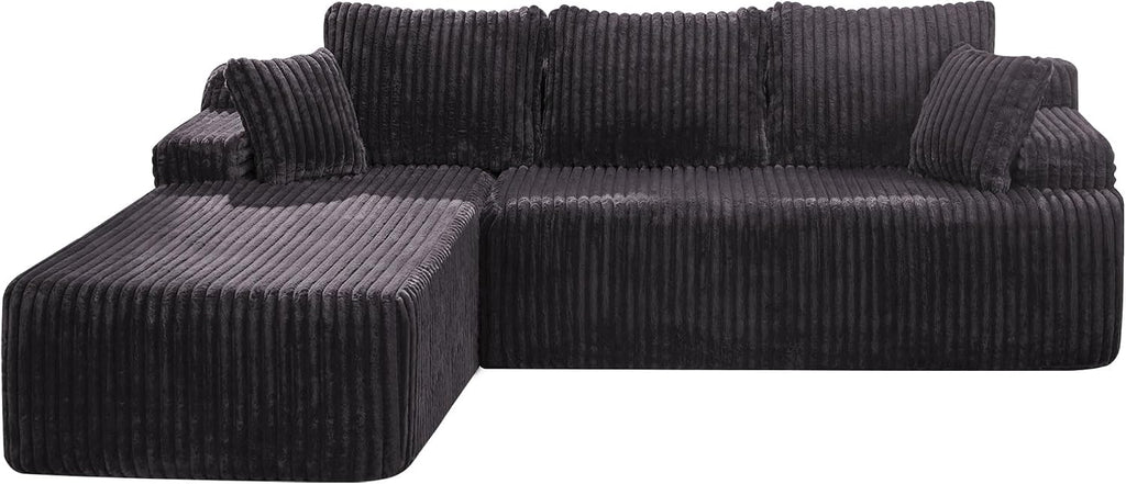 Modular Sectional Sofa Couches L-Shape Couch 3 Seat Modular Sofa Memory Foam Sectional Couches for Living Room, Cloud Couch with Oversized Chaise (Grey Stripe, 98' Left Facing Chaise)