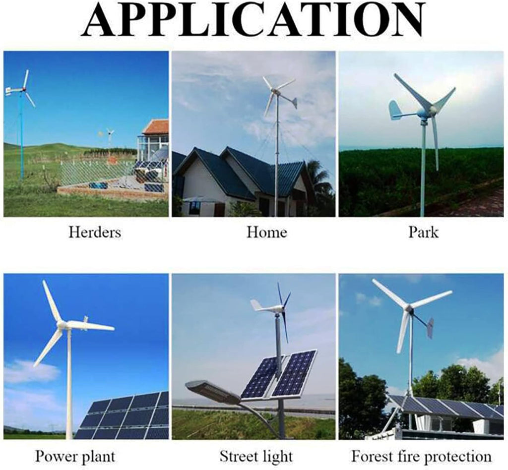 1000W-3000W Vertical Wind Turbine Generator, 5 Blades Home Use Wind Turbine Low Noise for Garden Home12v 24V 48V (with Controller)