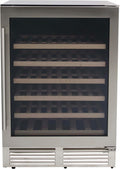 Avanti Wine Cooler Designer Series Beverage Refrigerator, 51-Bottle Capacity with 6 Wooden Pull-Out Shelves Double-Pane Glass Door, LED Display, 24-Inch, Stainless Steel