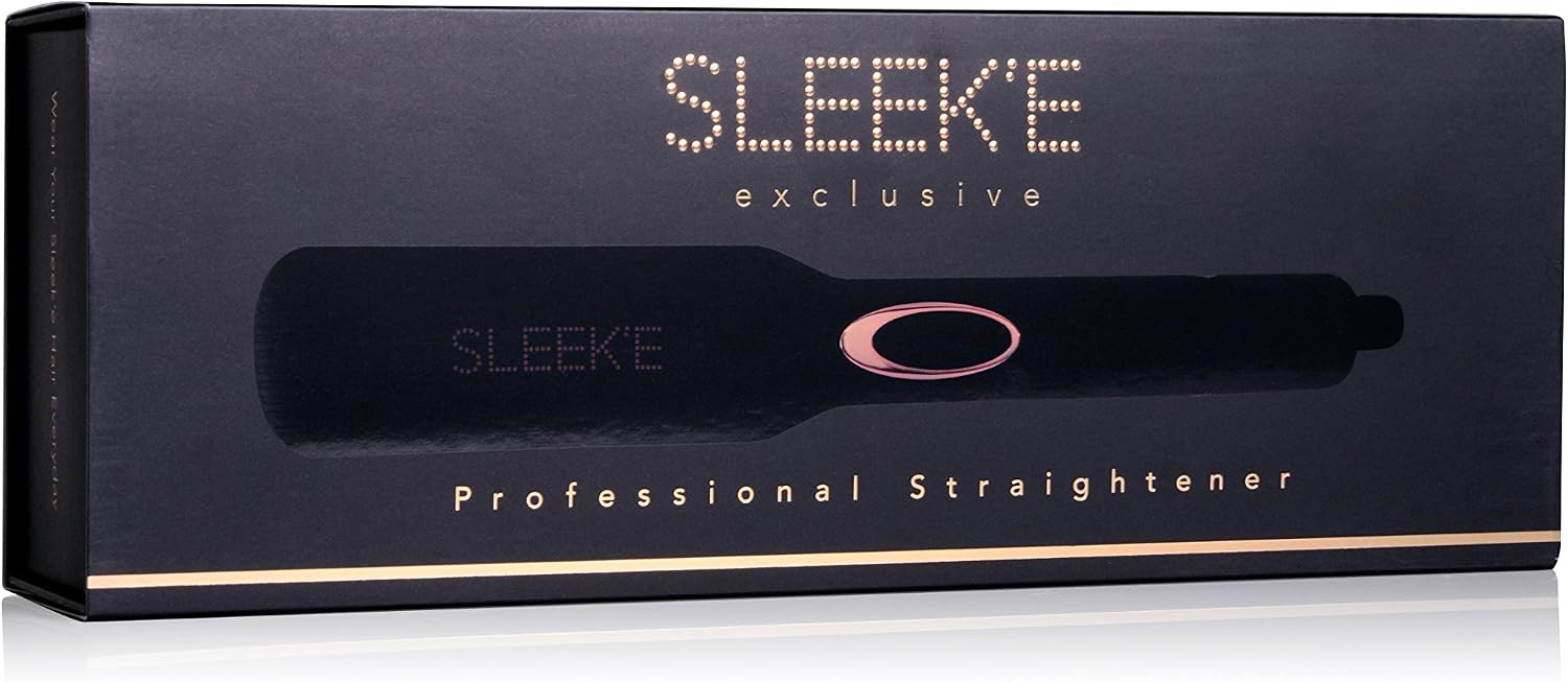 Sleek'e Hair Infrared 2' Wide Flat Iron Professional Ceramic Tourmaline-Infused Titanium Straightener (2inch, Black and Rose Gold)