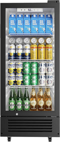 EUHOMY 6 Cu.Ft Commercial Refrigerators with Double-Tempered Glass Door, Beverage Refrigerator with Lock and Adjustable Shelves, Display Fridge with LED Light for Bar, Office, Restaurant, ETL Listed