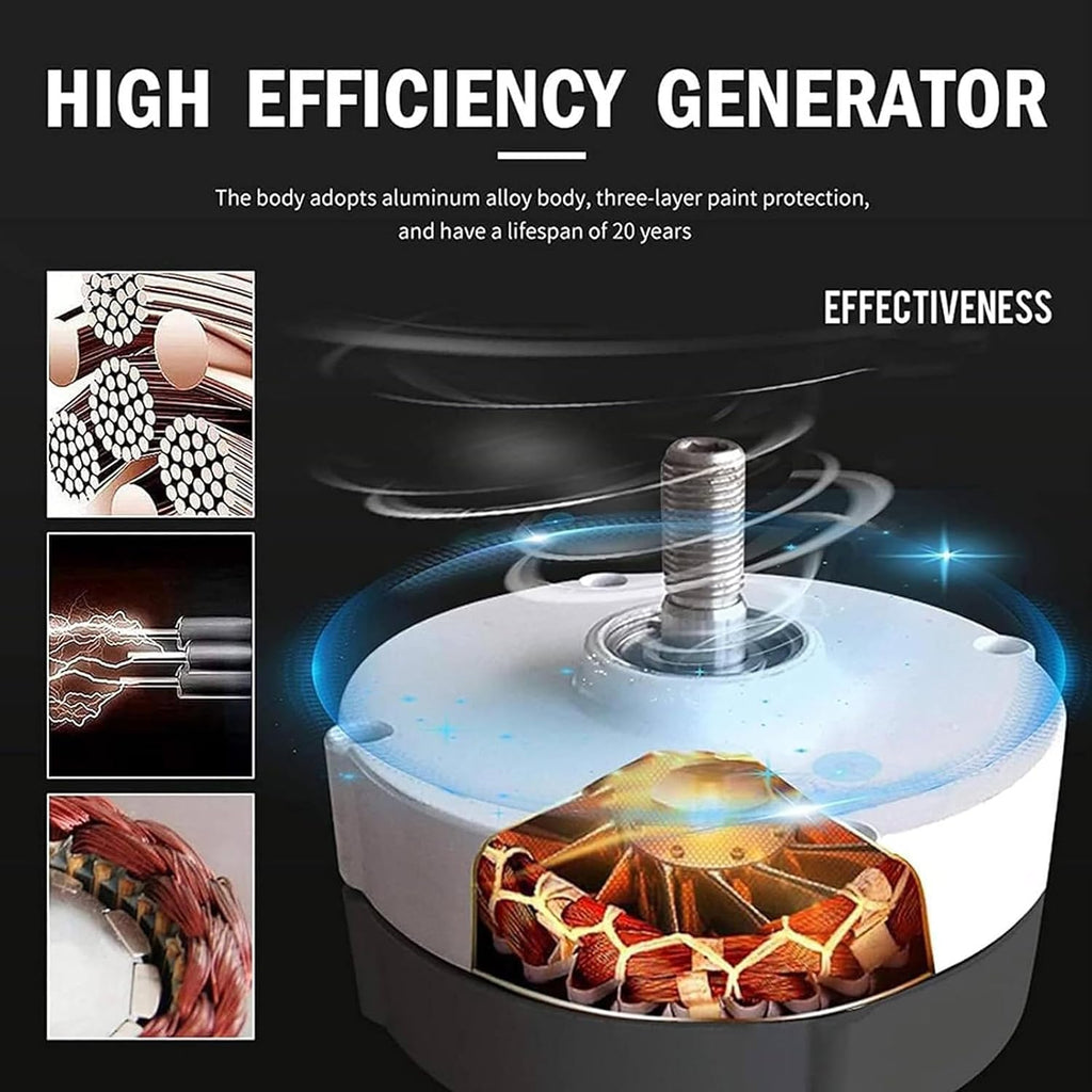 Wind Turbine Generator Kit 3000W/5000W,12V 24V 48V Portable Vertical Helix Wind Power Turbine Generator Kit,3 Blade Wind Generator Kit with Charge Controller for Marine RV Home,3000W-12V