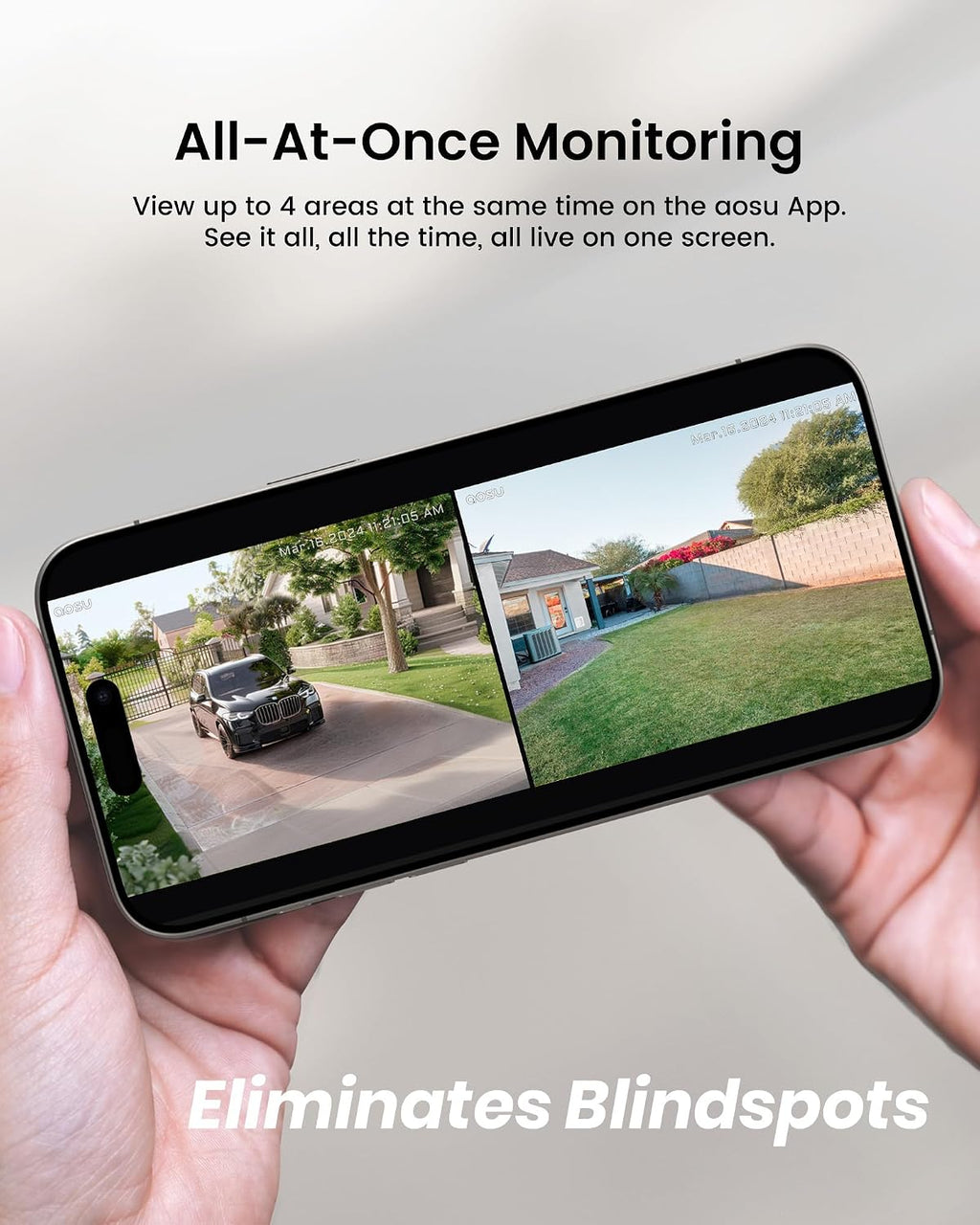 aosu Solar Security Cameras Wireless Outdoor, Doorbell Camera Wireless - Head-to-Toe View,