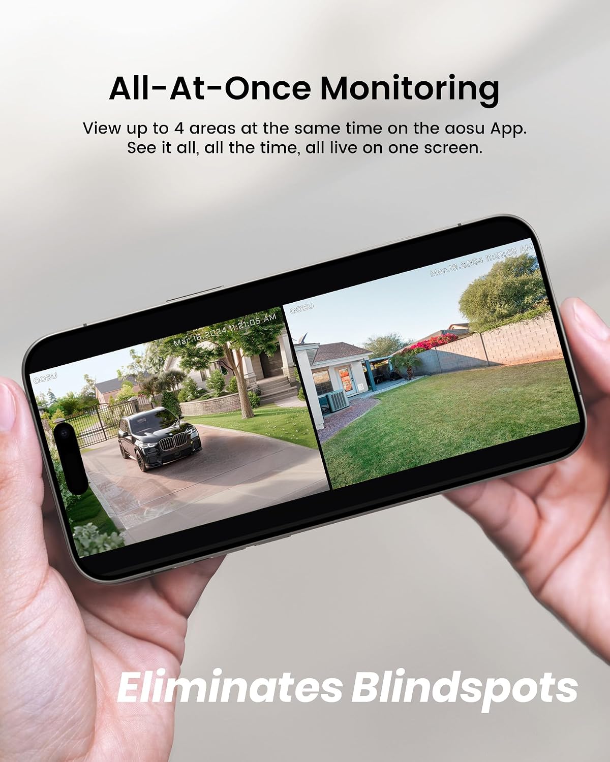 aosu Solar Security Cameras Wireless Outdoor, Doorbell Camera Wireless - Head-to-Toe View,