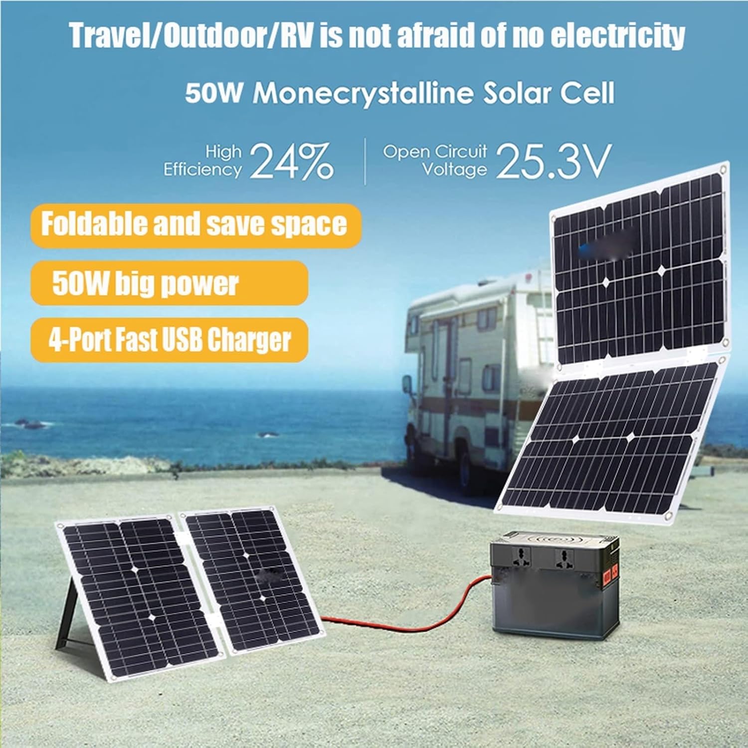 3000W Solar Inverter Kit 12V to 110V 220V with 50A Controller and 50W Folding Solar Panel for Home Grid Solar Power System(Black,12V to 220V)