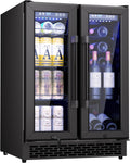 Under Counter Beverage Refrigerator – 160 Can & 20 Bottle Capacity, Dual Zone Built-In Beverage Cooler with Glass Door and Quiet Advanced Cooling System, Ideal for Beer, Wine, Soda
