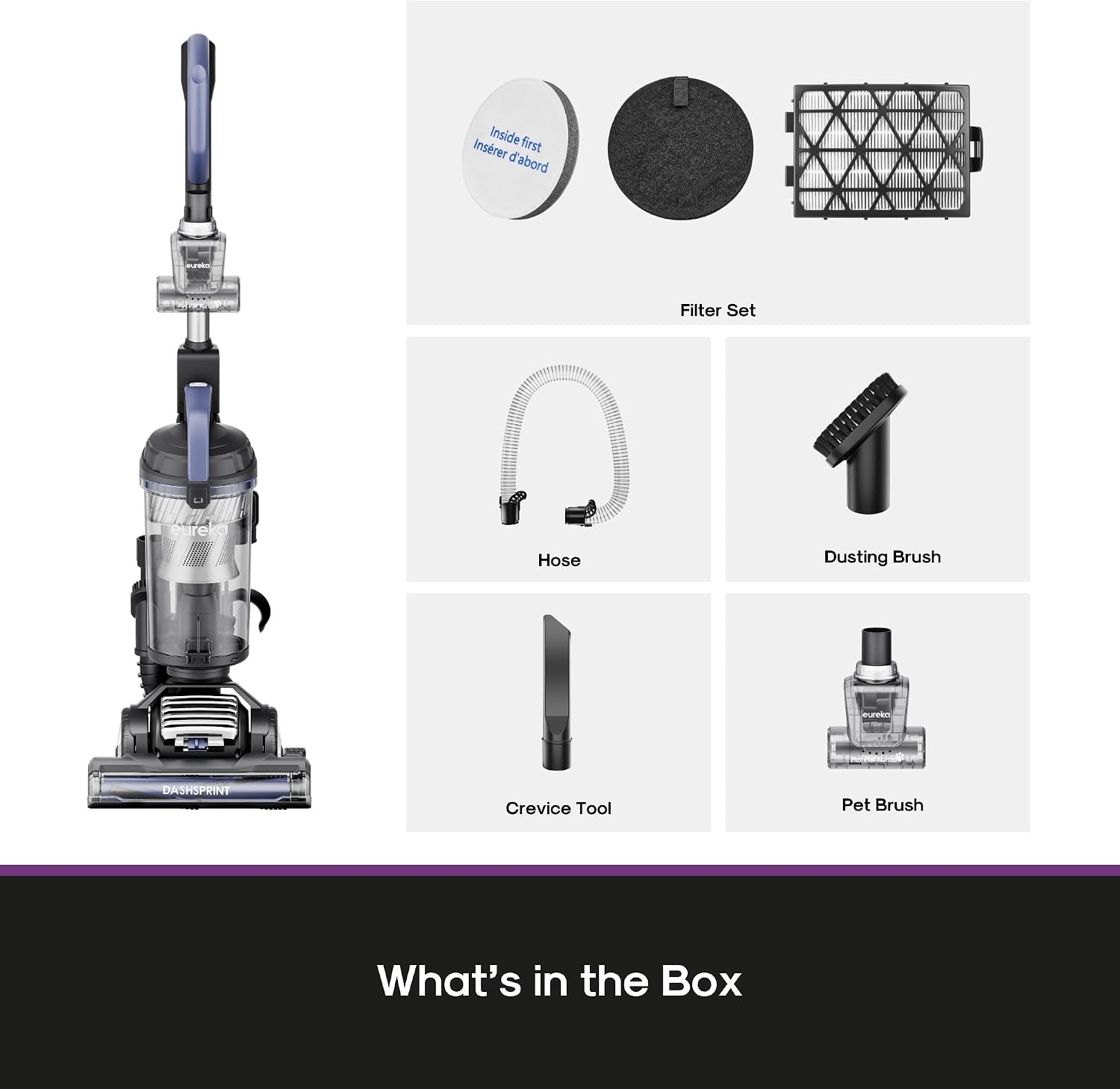 Eureka Upright Vacuum Cleaner for Carpet and Hard Floor,Powerful Vacuum with Dual Cyclone Suction,Swivel Steering,Anti-Tangle,Large Dust Cup,NEU612BL, Blue
