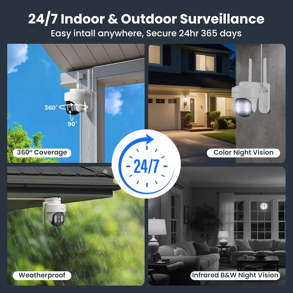 XMARTO 10X Zoom Mesh WiFi6 PTZ AI Tracking Security Camera System, 10-Cam 2K Dual Lens Bundle, 10CH 4K Expandable NVR 1TB HDD, Long Range WiFi, Plug-in 24/7 Wireless Indoor/Outdoor Surveillance