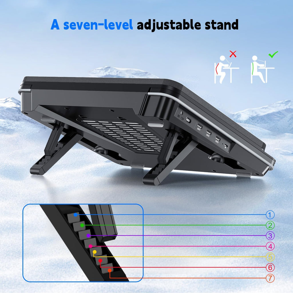 IETS GT600 Laptop Cooling Pad Equipped with Gigantic Turbo-Fan（5.5inch Diameter）,Sealed Foam for Rapid Cooling Gaming Laptop,14.1-19.3 inch Laptop Cooler with 3-Port USB Hub,Dust Filter,Touch Start