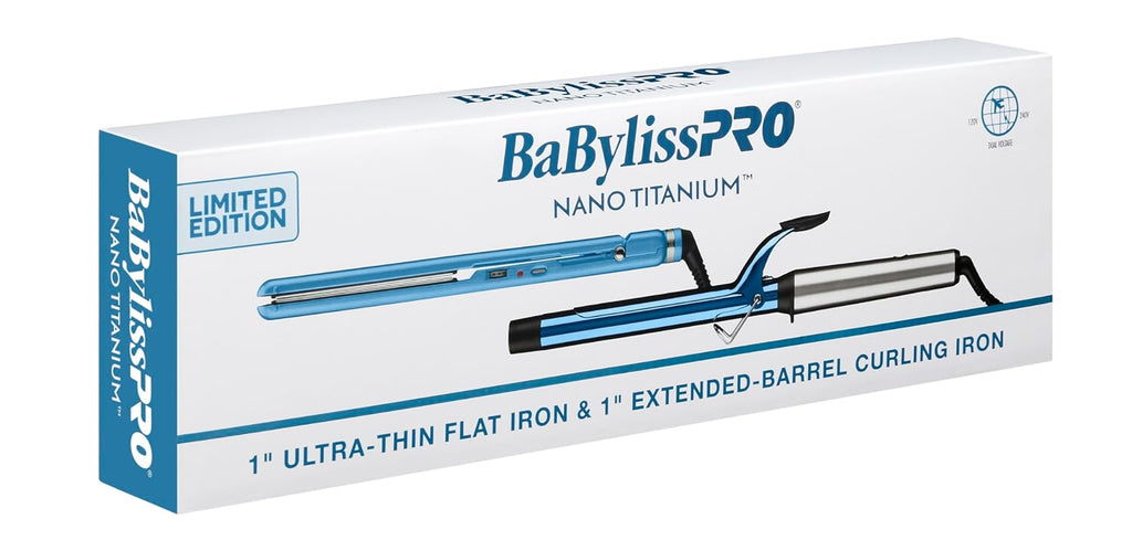 BabylissPRO Nano Titanium Ultra-Thin Hair Straightener, Professional Flat Iron, 5-Inch Extended Plates for Faster Straightening, for All Hair Types