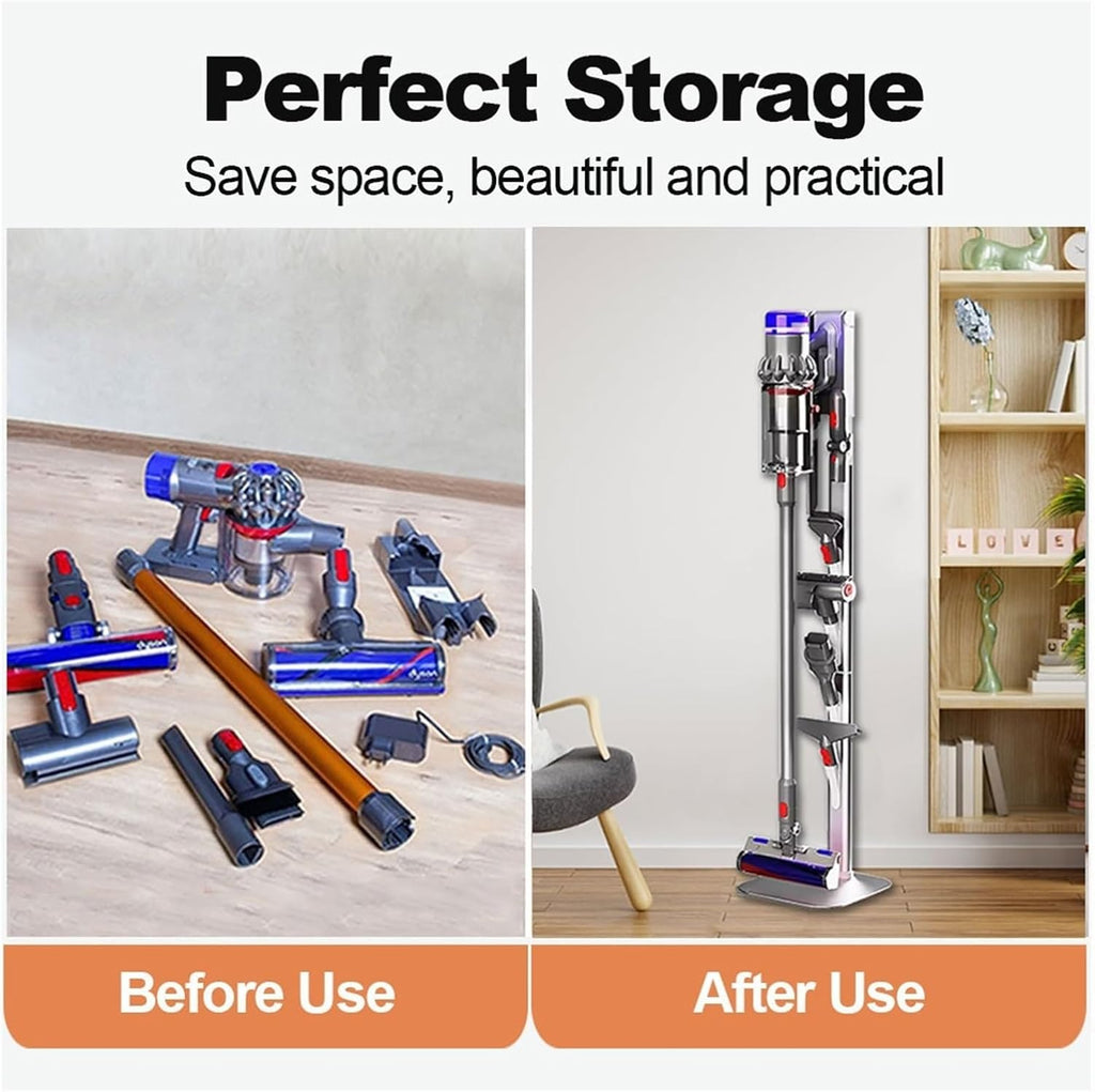 Aluminum Vacuum Cleaner Stand, Compatible For Dyson V10 V11 V15 V12 Slim G5 - No Punching Storage Bracket With Accessories Holder | Heavy-Duty Support Rack