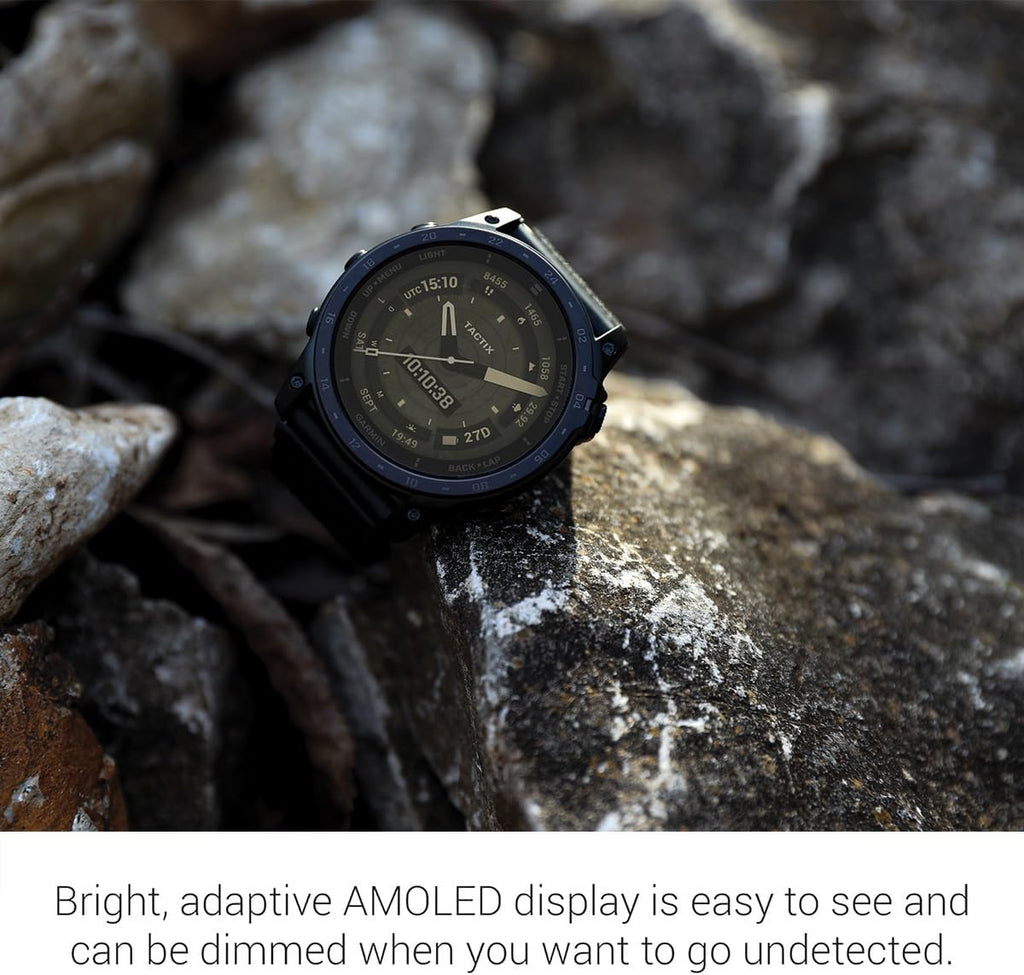 Garmin tactix 7 AMOLED Edition Tactical Military GPS Smartwatch | Touchscreen, Stealth Mode, Flashlight, Multicontinent Mapping, Weather, Health Metrics, with Signature Series Gift Bundle