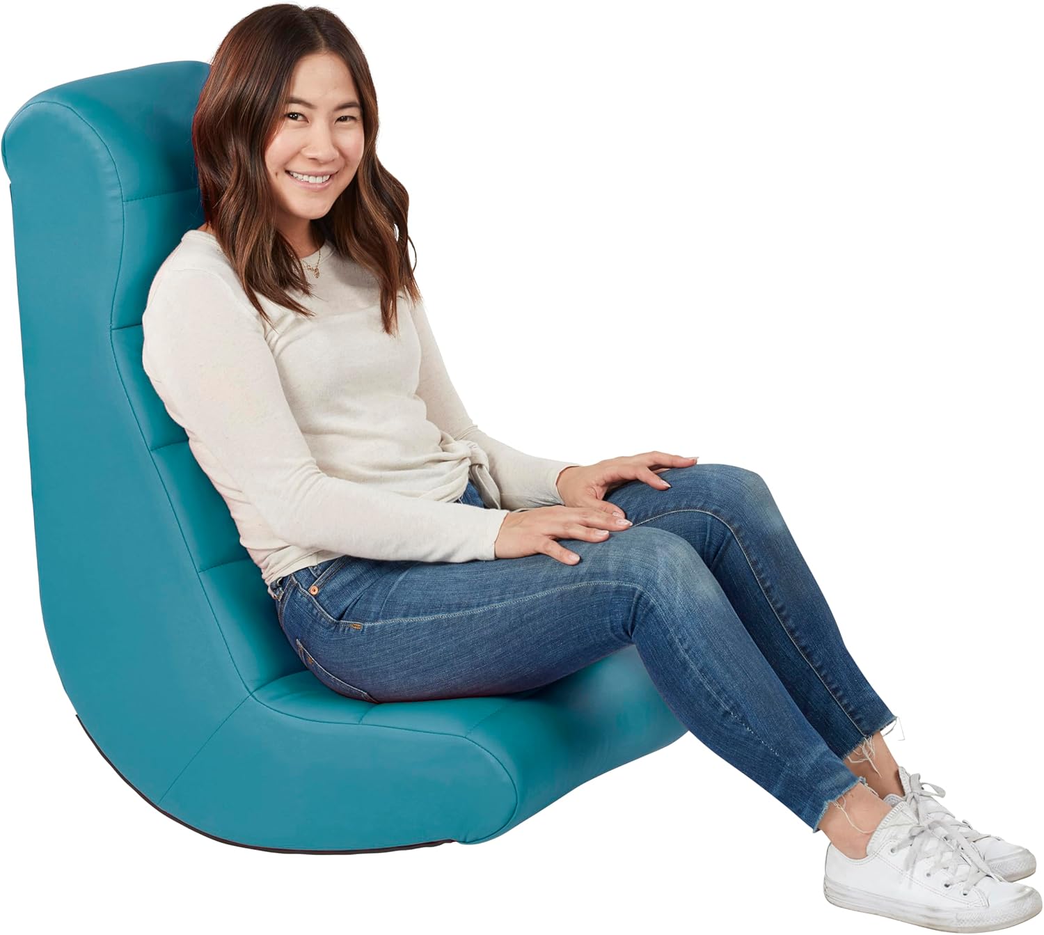 FDP Horizontal Floor Rocker, Lightweight Video Rocker for Kids and Teens, Ergonomic Chair for Reading, Gaming, Watching TV - Teal, 10489-TL