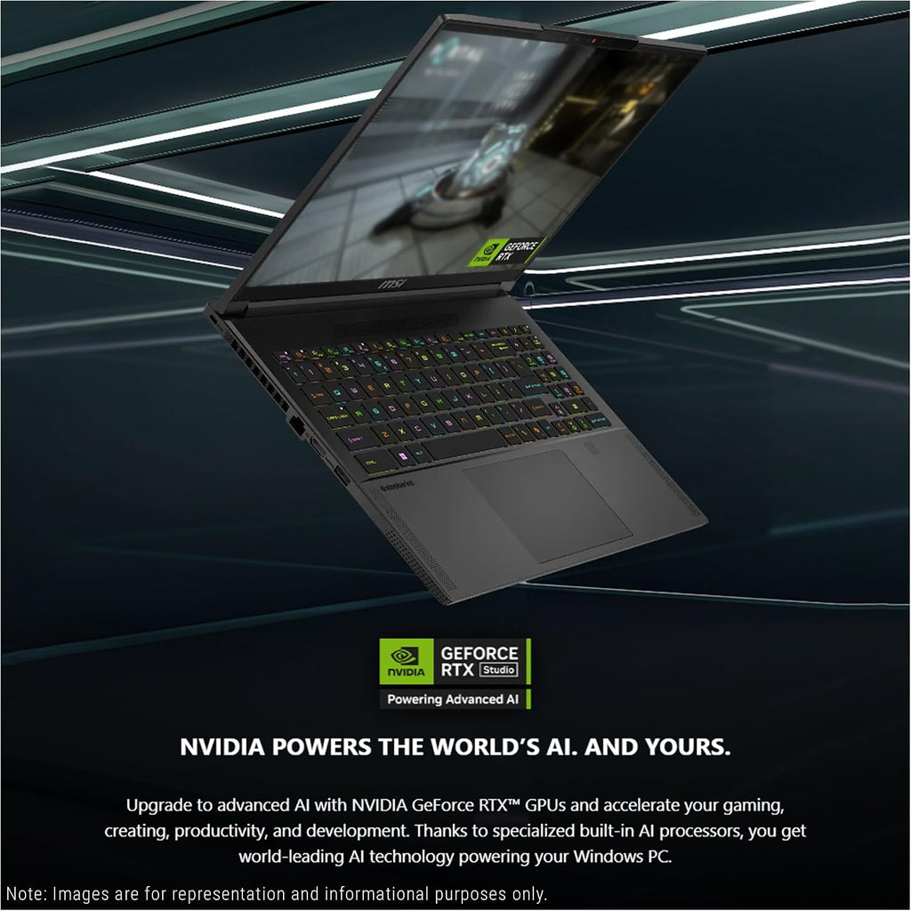 msi Stealth A16 AI+ Gaming Laptop, AMD Ryzen AI 9 HX-370, 32 GB LPDDR5x RAM, 2 TB PCIe SSD, 16' QHD+ (2560x1600) 240Hz, Nvidia G-Force RTX 5070 Ti, RGB Backlit Keyboard, W11 Pro, Core Black