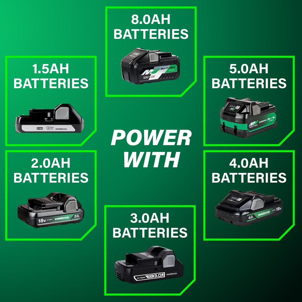 Metabo HPT 18V MultiVolt Cordless Drywall Screw Gun Kit, High-Speed Power Screwdriver with Collated Screw Magazine, 2.0Ah Lithium-Ion Battery and Charger, Lightweight Ergonomic Design, W18DAQB