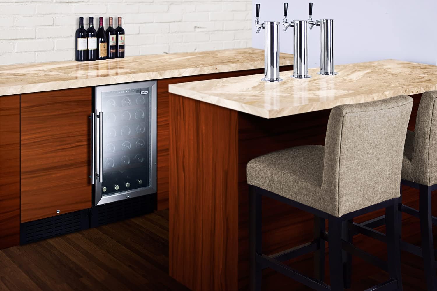 Summit 18' Wine Cellar, 34 Bottle, 3.3 cu.ft. Capacity, ADA Compliant Stainless Steel & Glass- SWC1840BADA