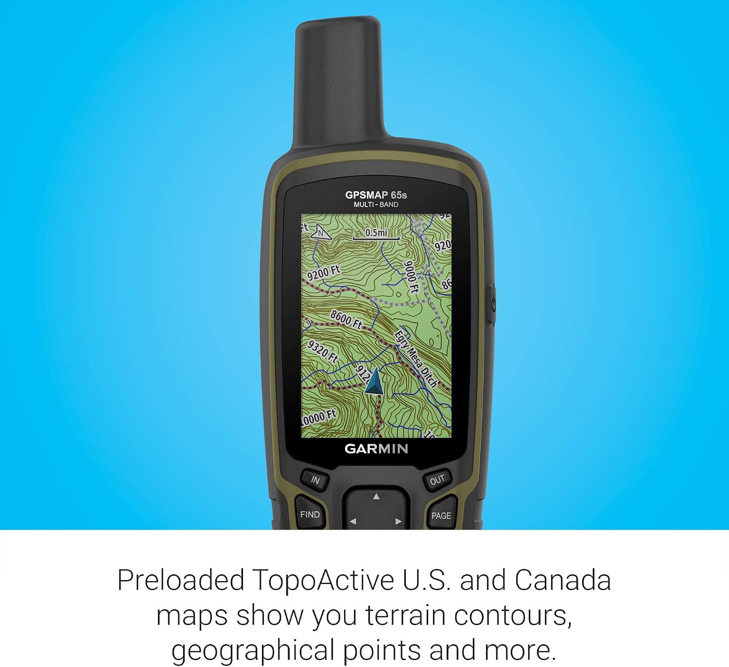 Garmin GPSMAP 65s, Button-Operated Handheld with Altimeter and Compass, Expanded Satellite Support and Multi-Band Technology, 2.6' Color Display