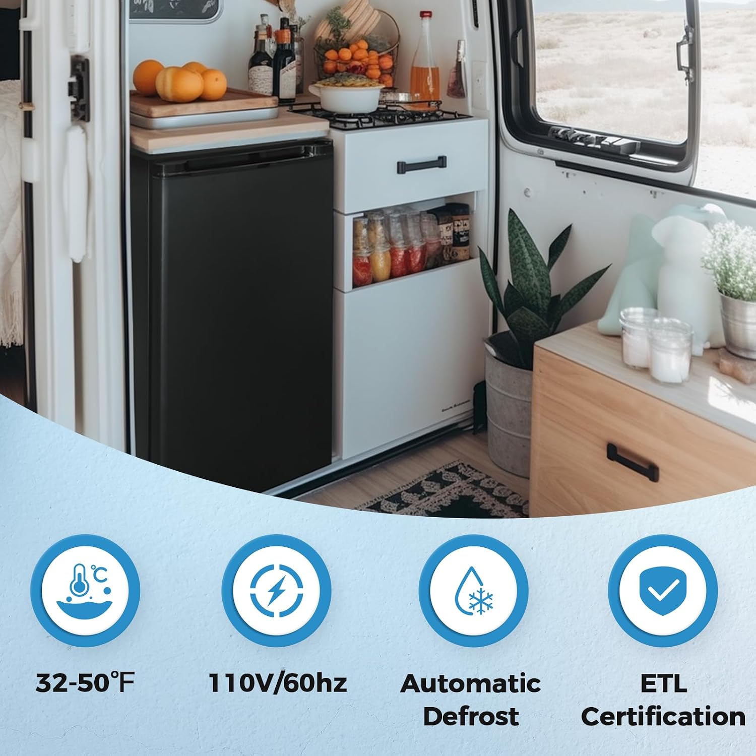 Mini Fridge for Bedroom, 1.78 cu.ft 110V Quiet Fridge with Lock, Small Silent Compact Refrigerator for Dorm RV Hotel Office, Noise Absorption, Black