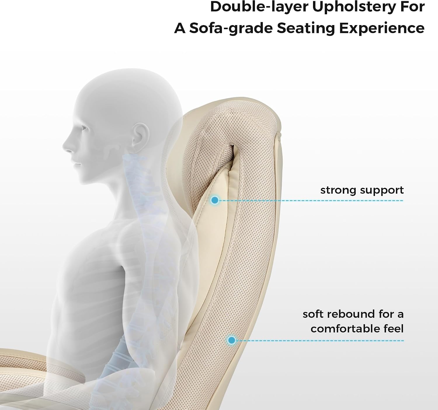 EUREKA ERGONOMIC Galene Executive Office Chair Flip Up Arm Rest, Ergonomic Desk Chair Faux Leather Computer Chair, High Back Office Chair with Headrest, Home Office Desk Chairs with Wheels, Beige