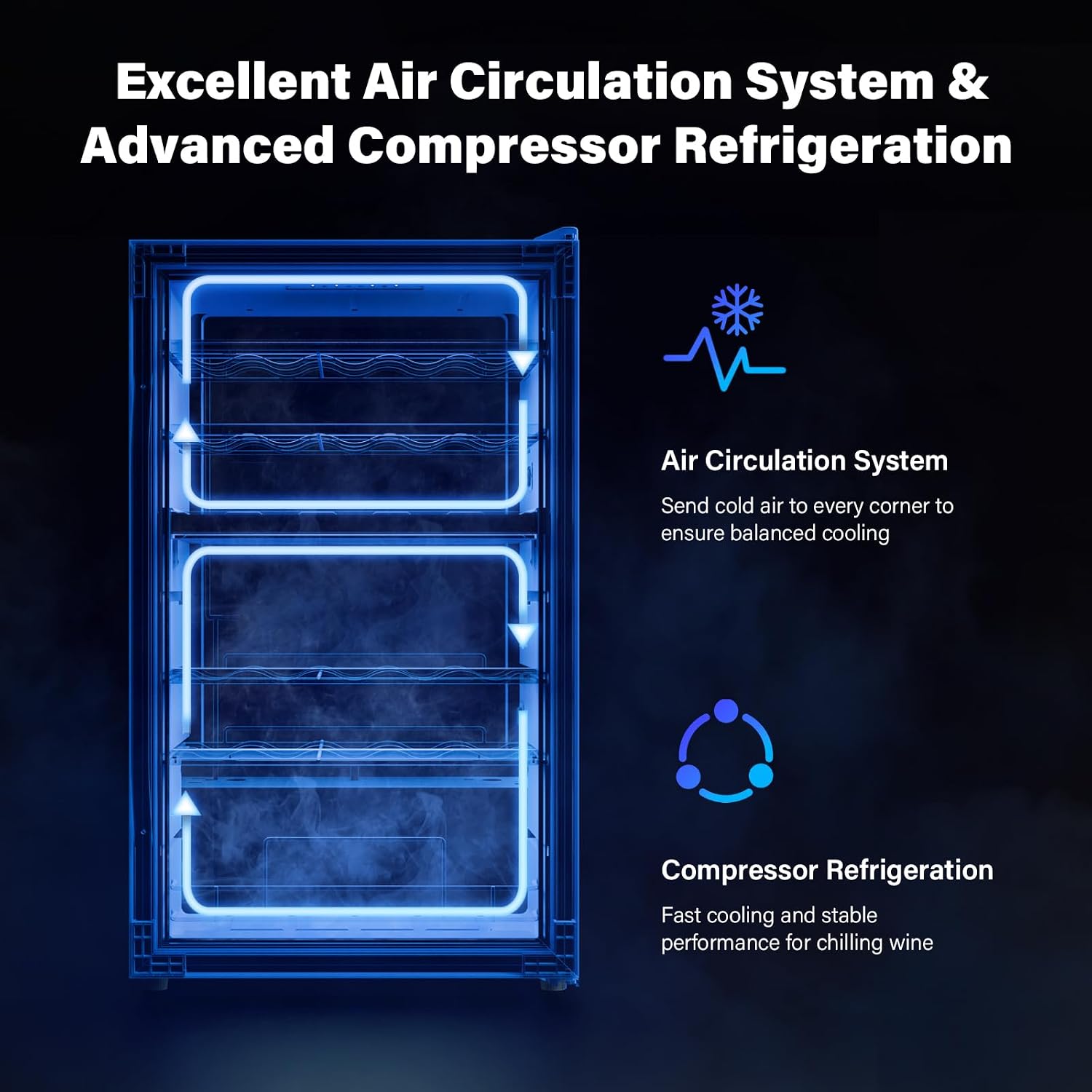 ROVSUN Dual Zone Beverage Cooler Refrigerator, 33 Bottle Chiller with Glass Door & Digital Temperature Control, Freestanding for Wine, Champagne, Beer