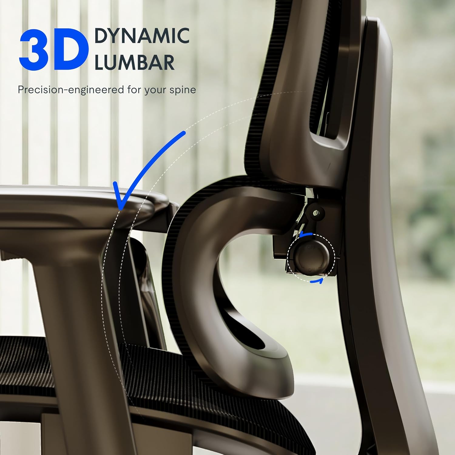 FLEXISPOT ErgoX Premium Ergonomic Office Chair with Footrest - Adjustable 3D Armrests, Dynamic Lumbar Support, Recline & Tilt Function, Mesh Seat, for Home & Office Use, Blue