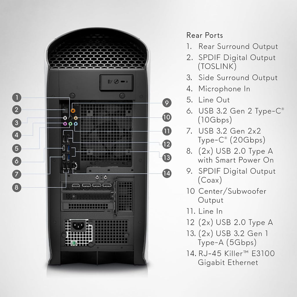 Alienware Aurora R15 Gaming Desktop - Intel Core i9-13900F, 32GB DDR5 RAM, 1TB SSD, NVIDIA RTX 4070 Ti GDDR6X, Liquid Cooling, Windows 11 Home - Dark Side of The Moon