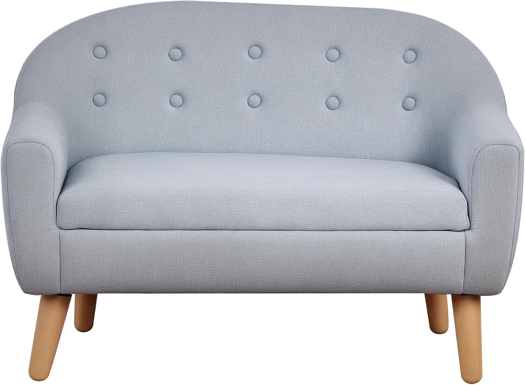 Qaba 2-Seat Kids Sofa, Toddler Sofa Couch, Linen-Like Fabric and Wooden Frame Sofa Chair for Ages 3-7, 11' High Seat, Gray