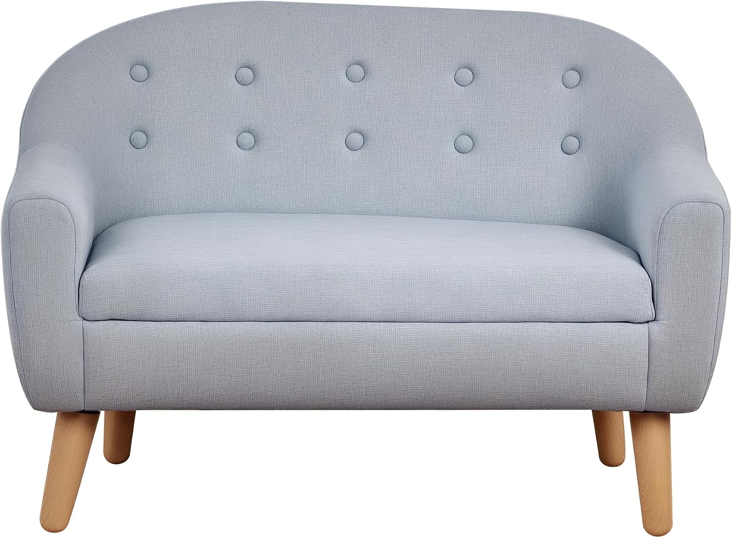Qaba 2-Seat Kids Sofa, Toddler Sofa Couch, Linen-Like Fabric and Wooden Frame Sofa Chair for Ages 3-7, 11' High Seat, Gray