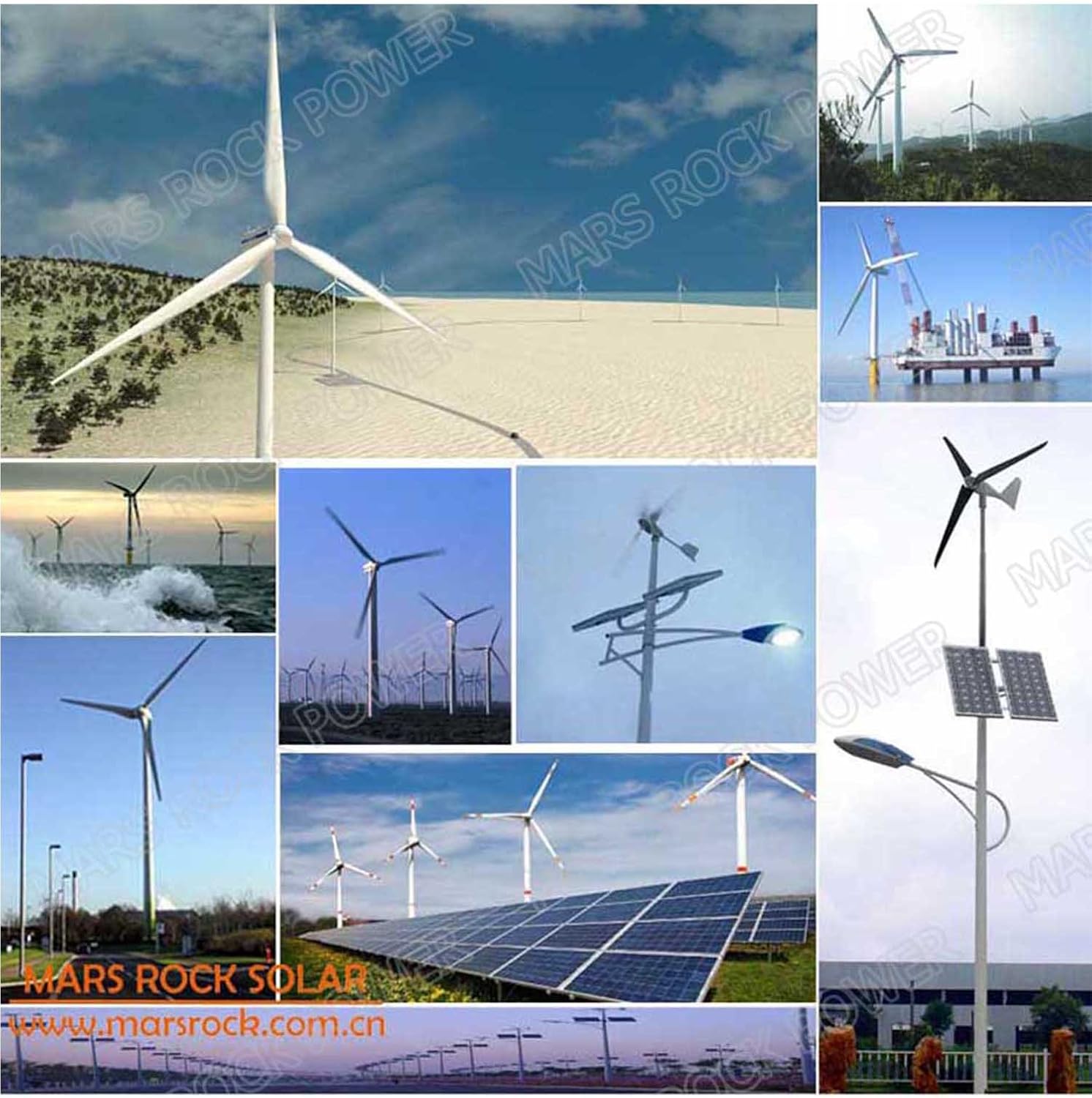 MarsRock Waterproof Wind Turbine with Controller 2.5m/s Start-up Wind Speed Three Phase Wind Turbine Generator with 800Watt/1000Watt 24V/48V 3 Blades Windmill (800W 24V)