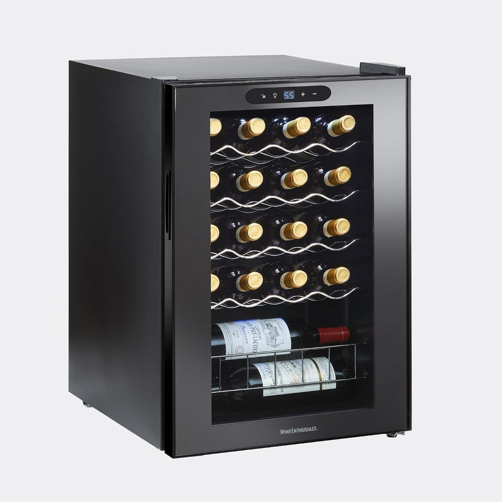 Wine Enthusiast 20-Bottle Compressor Wine Cooler - Freestanding 1.8 Cu. Ft. Wine Refrigerator for Home & Kitchen, Energy-Efficient Cooling of 41-64°F, Adjustable LED Touchscreen & Temperature Display
