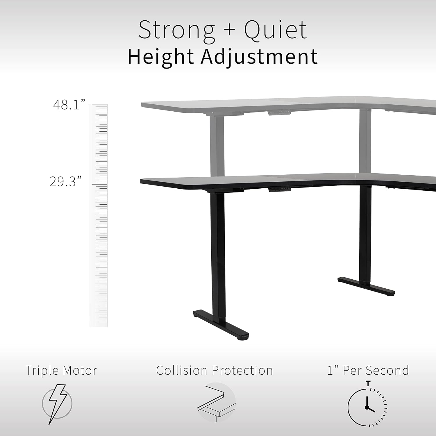 VIVO Electric Height Adjustable 71 x 71 inch Curved Corner Stand Up Desk, Dark Gray Table Top, White Frame, Memory Controller, L-Shaped Workstation, E3C Series, DESK-KIT-E3CWG