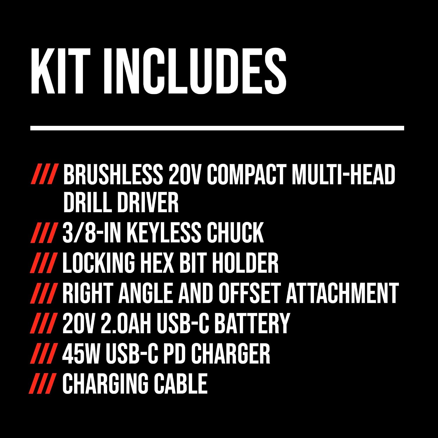 SKIL PWR CORE 20 Brushless 20V Compact Multi-Head Drill Driver Kit, Includes 2.0 Ah USB-C Battery & PD Charger - QD6293B-10