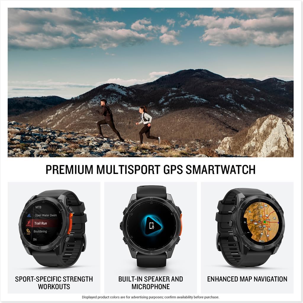 Garmin fēnix® 8 – 51 mm, AMOLED, Premium Multisport GPS Smartwatch, Long-Lasting Battery Life, Dive-Rated, Built-in LED Flashlight, Slate Gray with Black Band (Renewed)