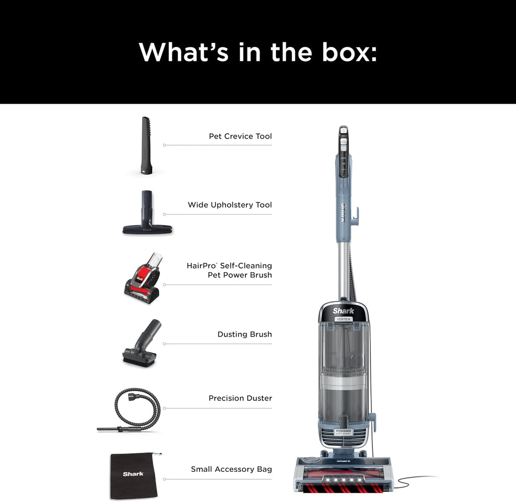 Shark Performance Powered Lift-Away Upright Vacuum, Ultra-Powerful Suction, No Hair Wrap, LED Headlights, Pet Hair Pickup, Carpets & Hardfloors, Odor Neutralizer Technology, Nordic Blue, UV2500