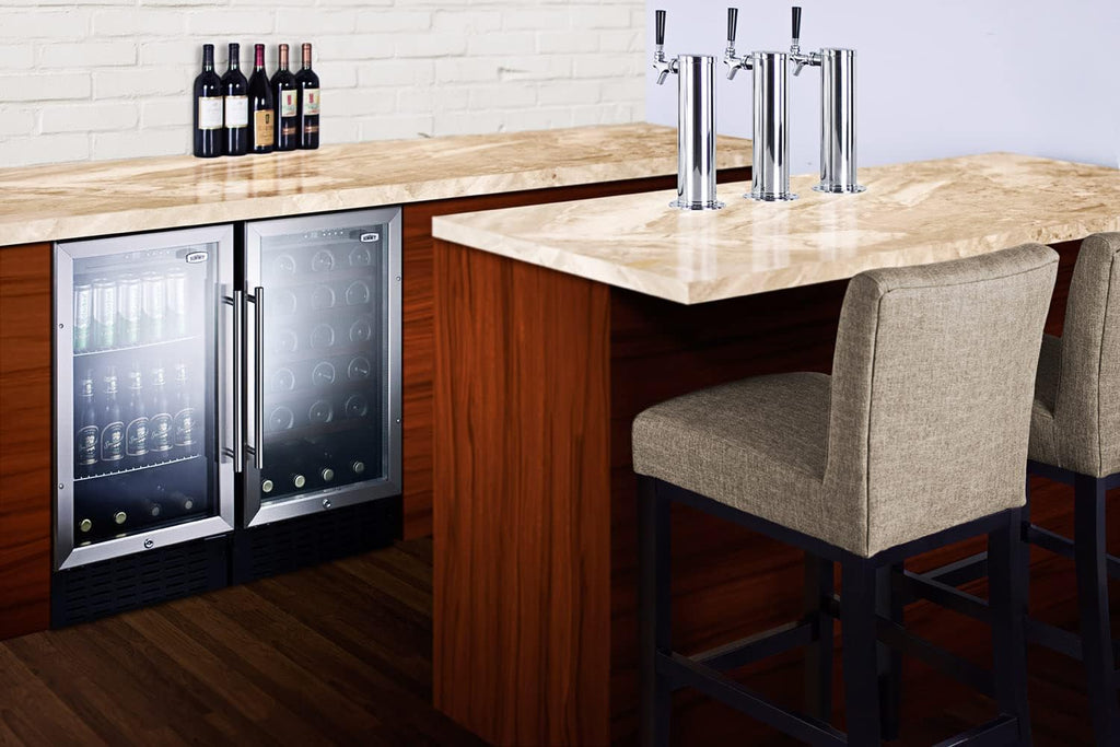 Summit 18' Wine Cellar, 34 Bottle, 3.3 cu.ft. Capacity, ADA Compliant Stainless Steel & Glass- SWC1840BADA